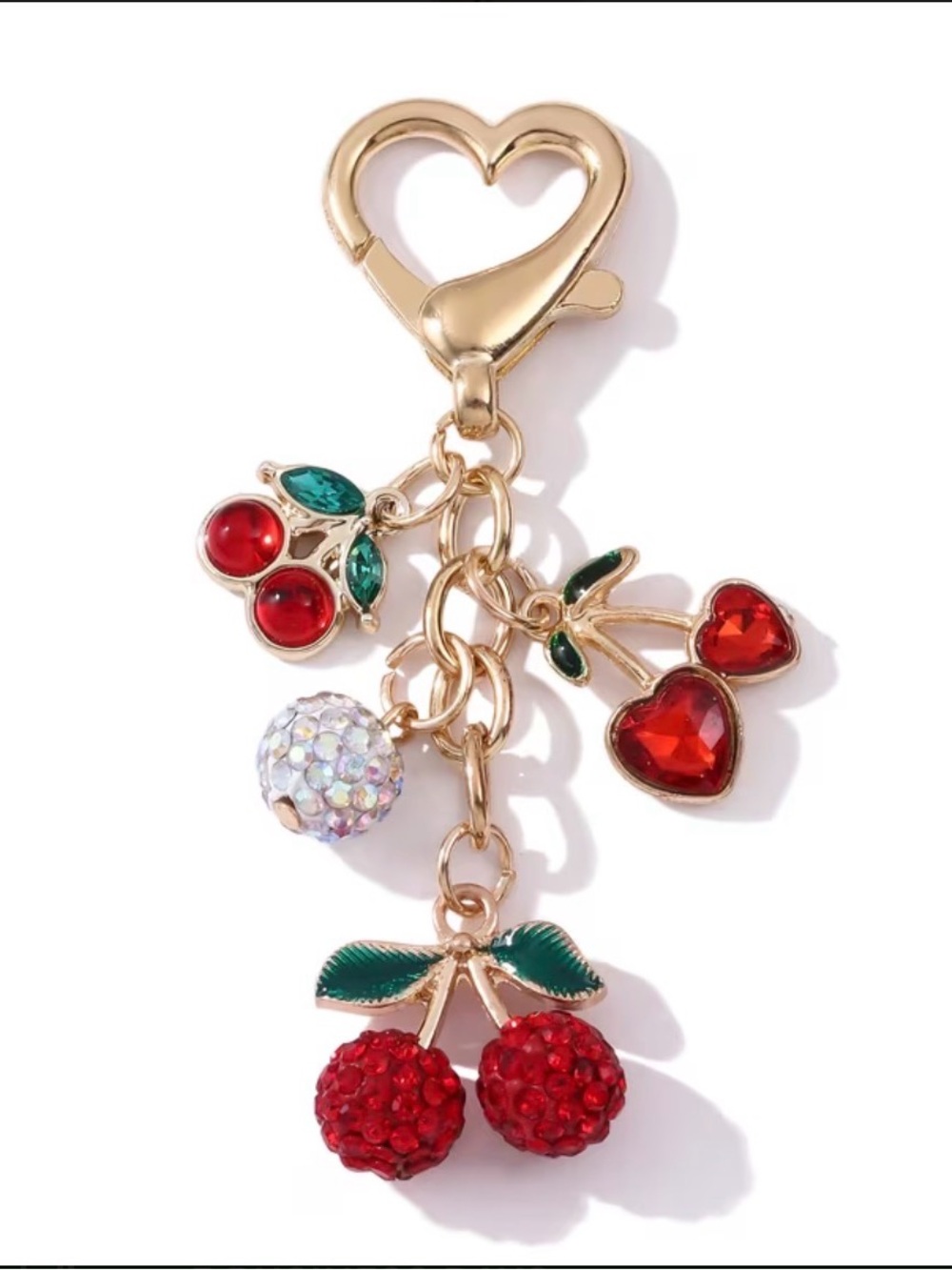 NEW🍒 Pretty Heart Red Cherry Keychain